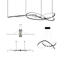 Elegant Modern Curved LED Chandelier Designs with Metallic Hanging Structures 3d model