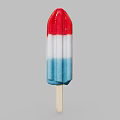 Colorful Layered Popsicle With Red White Blue Sections On Wooden Stick