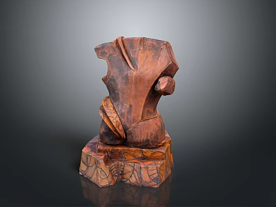 Handcrafted Wooden Carving Decorative Figurine With Intricate Carved Details For Home Decor 3d model