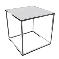 Modern Coffee Table with Black Metal Frame and Clear Glass Top Design
