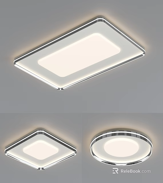 Modern LED Ceiling Light With Square And Round Shapes For Home Decoration 3d model 