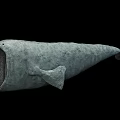 Prehistoric Marine Creature With Gray Body Open Mouth And Large Size On Black Background