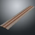 Straight Railroad Track Section With Gravel Bed Wooden Ties And Metal Rails On Dark Background