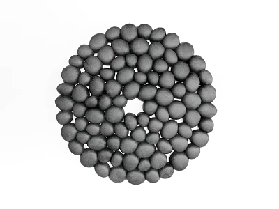 Stylish Circular Wall Decor Made Of Black Round Beads On White Background 3d model