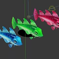 Colorful Aquatic Animal Fish Toys in Pink Green Blue and Various Sizes