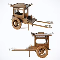 Antique Wooden Carriage With Intricate Carved Details And Decorative Wheel Design
