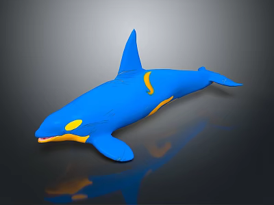Blue and Yellow Orca Whale 3D Model with Sleek Design and Glossy Surface 3d model