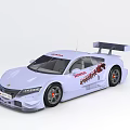 Modern Technology Exhibition Hall Displaying White Race Car Model With Champion Logo And Detailed Design