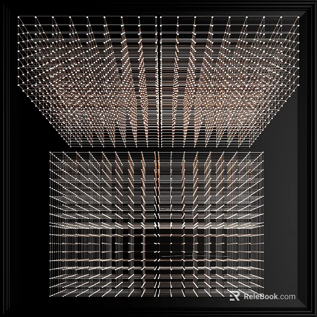 Modern Geometric Chandelier With Metal Frame And LED Lights For Interior Decor 3d model 
