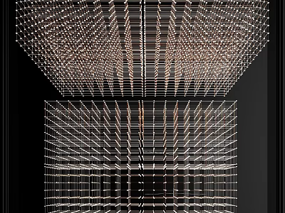 Modern Geometric Chandelier With Metal Frame And LED Lights For Interior Decor 3d model