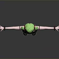 Anime Style Game Movie Character With Green Twin Ponytails Black Bikini Top And Arms Outstretched