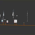 3D Model Of Computer Network Equipment With Antennas Orange Cables And Devices