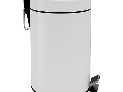 White Public Trash Can With Pedal Operation And Handle Design 3d model