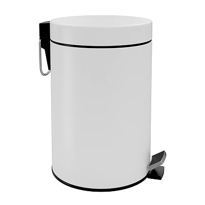 White Public Trash Can With Pedal Operation And Handle Design 3d model
