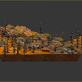 Vibrant Cartoon Scene With Autumn Trees Stone Paths Colorful Leaves And Wooden Benches