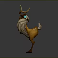 Cartoon Fantasy Game Movie Deer Character With Large Antlers Long Beard And Blue Gem Eyes
