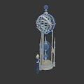 Golden Architectural Model with Spherical Top Intricate Design and Decorative Spires