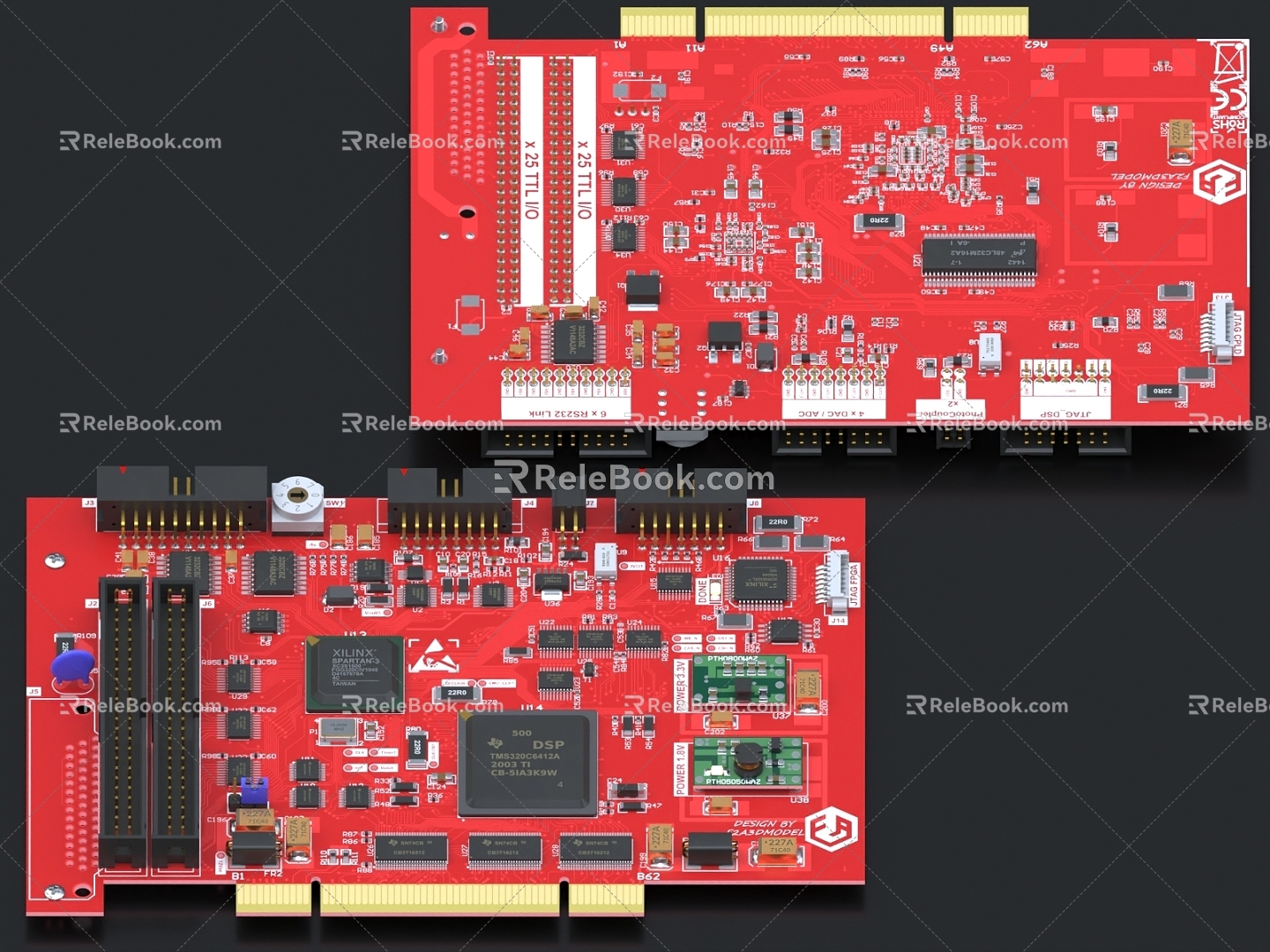 Circuit board electronic components PCB board motherboard technology industrial chip circuit board 3d model