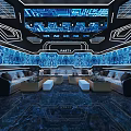 Modern KTV Interior Design With Futuristic LED Lighting And Comfortable Sofa Lounge