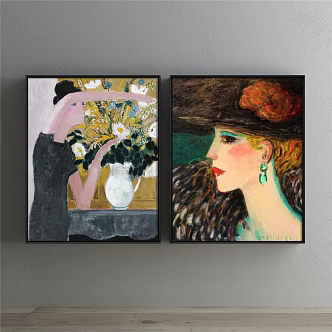 European-style figure painting neoclassical brown living room figure decorative painting 3d model