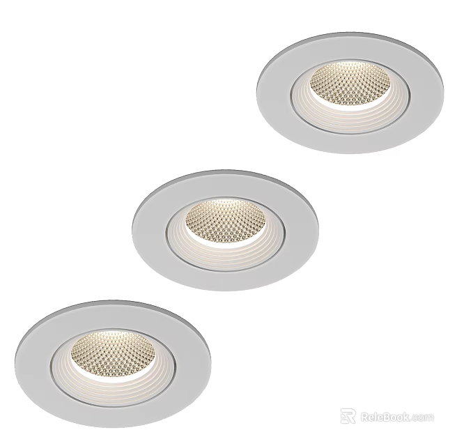 Modern Recessed Downlights and Spotlights with Sleek White Frame and Grille Design for Home Ceiling 3d model 