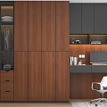 Modern Dark Brown Wooden Wardrobe With Sliding Doors And Storage Drawers Interior Design