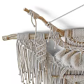 Bohemian Style Macrame Wall Hanging With Feather Decor And Wooden Dowel