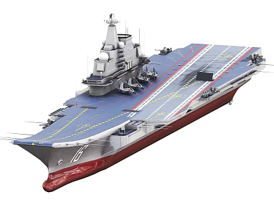 Aircraft Carrier Warship With Naval Flight Deck Runway And Island Structure 3d model
