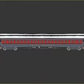 Red Gray Functional Vehicle With White Snow Like Roof Long Carriage Windows And Black Wheels