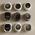 Various Design Washing Machines With Control Panels Buttons And Displays In White Gray