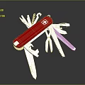 Red Swiss Army Knife With Multiple Metal Hardware Tools And Blades 3d model