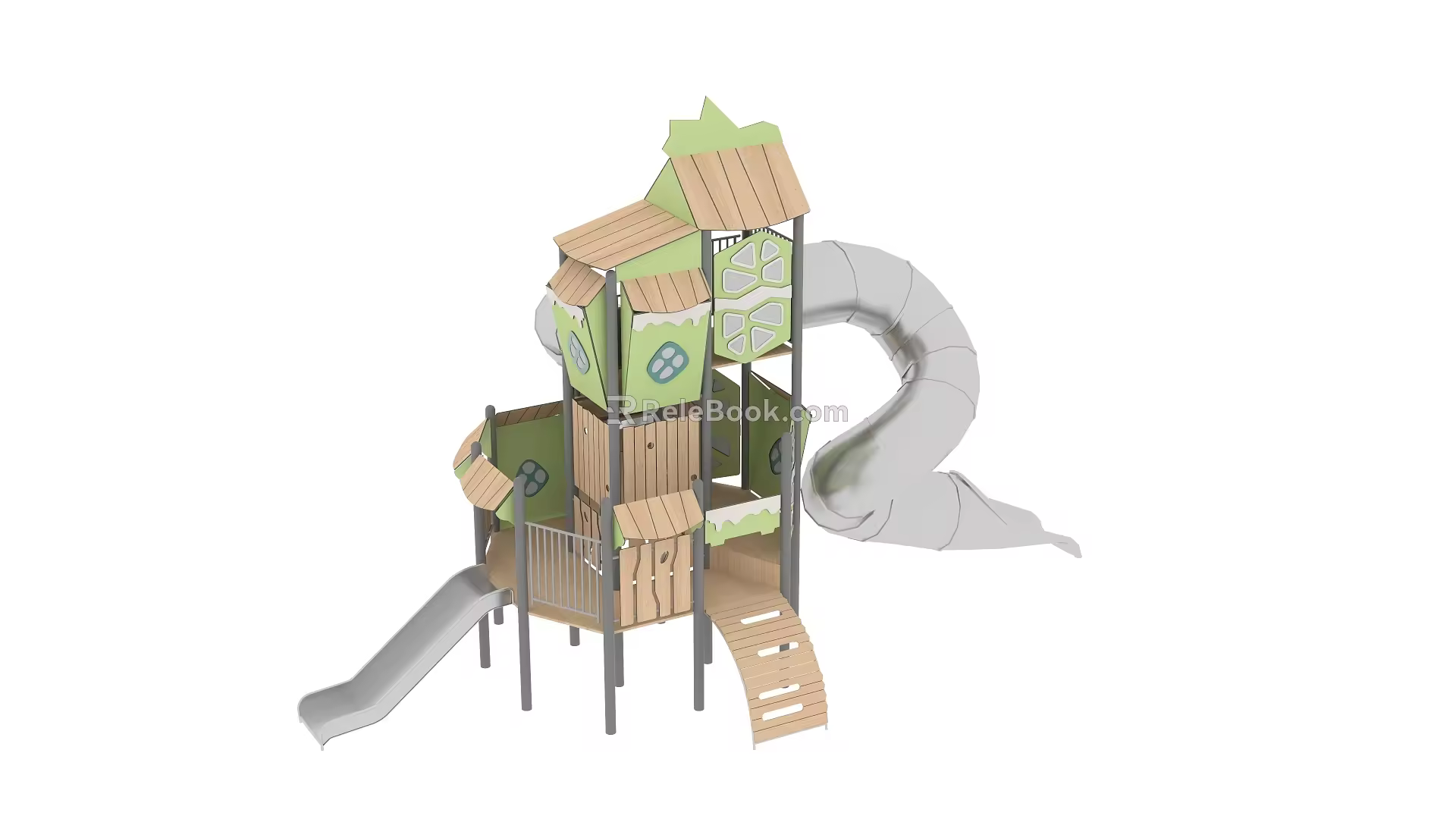 Modern slide children's tree house slide 3d model