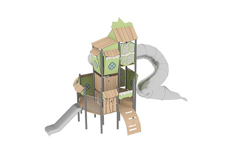 Modern slide children's tree house slide 3d model