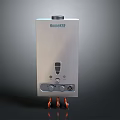 Homemaker Modern Silver Water Heater With Control Knobs And Red Pipes