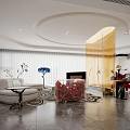 Modern Living Dining Room Interior With Sofa Coffee Table And Decorative Flowers