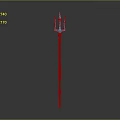 Iconic Game And Movie Character With Shiny Blue Metal Trident Weapon