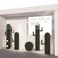 Modern window commercial outside cactus device net red punch card 3d model
