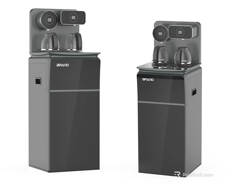 Standing Water Dispenser Daily Electrical Appliance With Modern Black Design And Double Outlet 3d model 