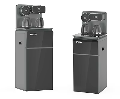 Standing Water Dispenser Daily Electrical Appliance With Modern Black Design And Double Outlet 3d model