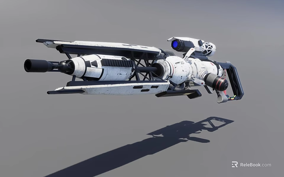 Futuristic Sci Fi Weapon With Detailed Mechanical Structure And Blue Scope 3d model