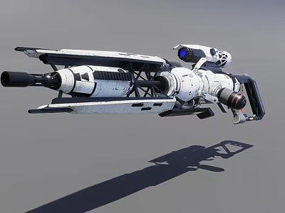 Futuristic Sci Fi Weapon With Detailed Mechanical Structure And Blue Scope 3d model