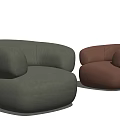 Modern Round Design Single Sofa In Green And Brown Fabric Upholstery