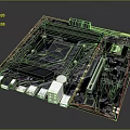 Computer Motherboard With CPU Socket RAM Slots Chipset And Interface Connectors