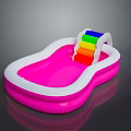 Inflatable Pink Swimming Pool With Colorful Slide Kids Play Equipment