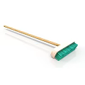 Household Cleaning Brush with Wooden Handle and Green Bristles for Home Use