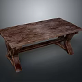 Rustic Wooden Dining Table With Solid Legs And Rectangular Tabletop 3d model