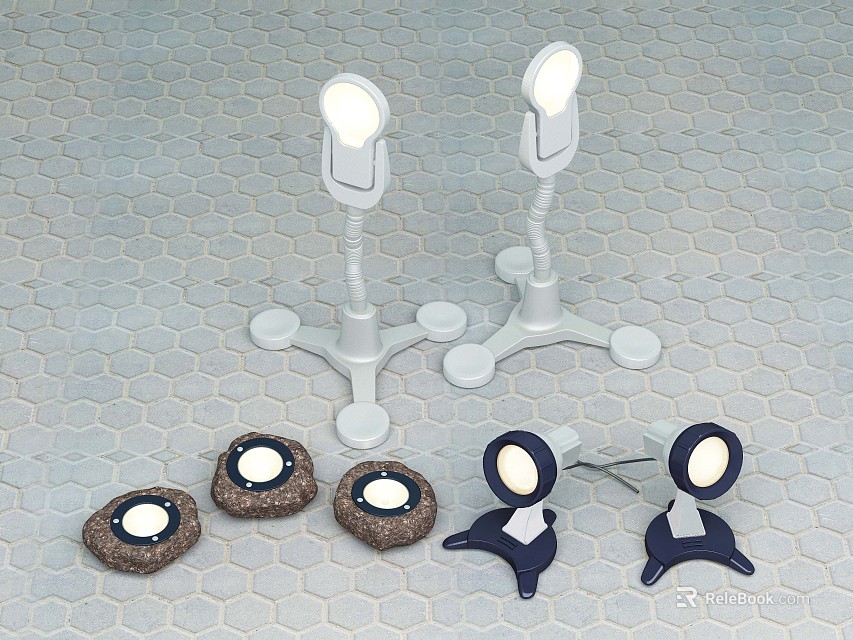 Outdoor Lights With Various Decorative Designs White Black Brown Bases For Garden Decoration 3d model 