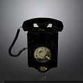 Vintage Rotary Dial Telephone With Classic Black And Gold Retro Design