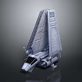 Sci-Fi Spaceship Model with Silver Gray Triangular Wings Detailed Cockpit and Streamlined Structure 3d model
