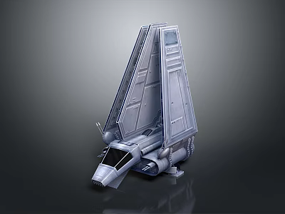 Sci-Fi Spaceship Model with Silver Gray Triangular Wings Detailed Cockpit and Streamlined Structure 3d model